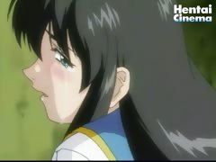 Black-haired hentai babe gets her pussy fingered
