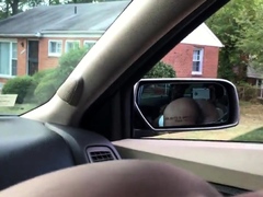 Black slut sucking dick in front seat of car