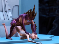 Female alien fucks a sexy slave girl on the exoplanet