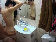 Hot brunette taking a shower on hidden cam