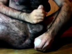 Hairy guy and his dildo